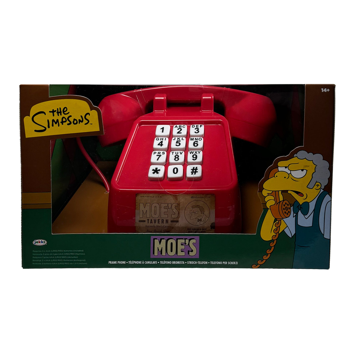 Teléfono interactivo Moe's Tavern – The Simpsons – vista sobre lienzo blanco 1200 × 1200