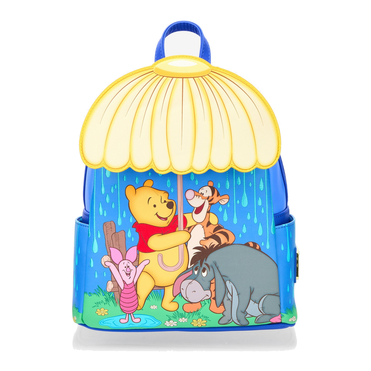 Mini mochila Escena Lluviosa con Paraguas – Winnie the Pooh – vista sobre lienzo blanco 1200 × 1200