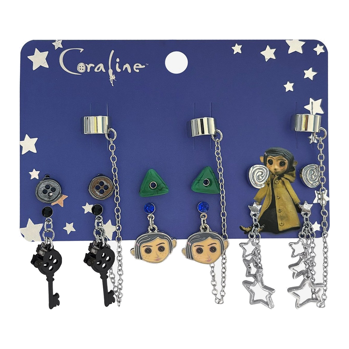 Set de aretes Button Doll con cuff – Coraline — vista 2