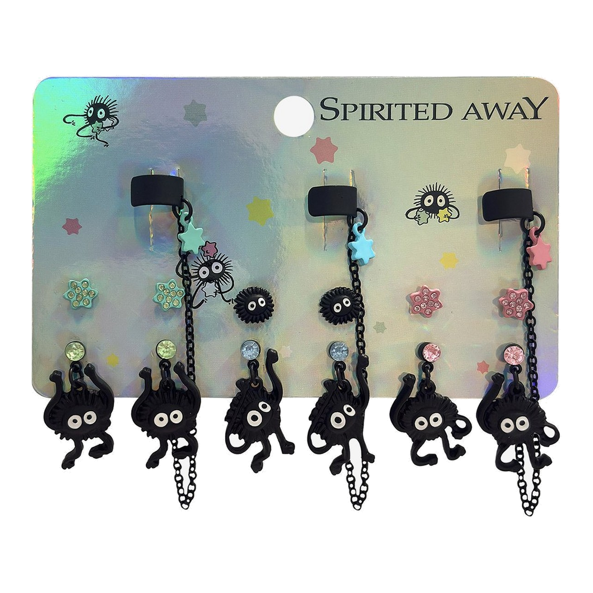 Set de aretes Soot Sprite con cuff – Spirited Away — vista 2