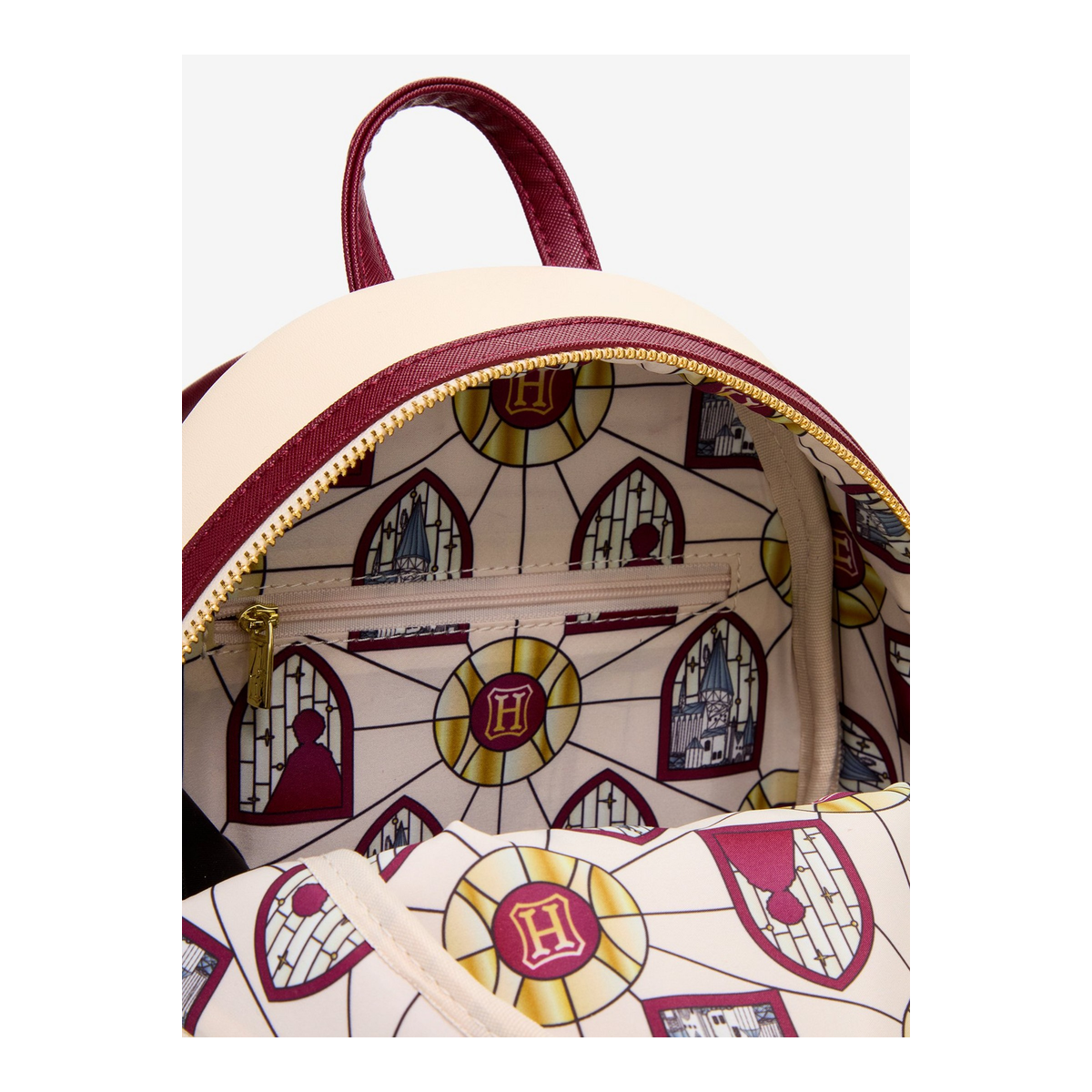 Mini mochila Hedwig Stained Glass Window – Harry Potter – vista sobre lienzo blanco 1200 × 1200