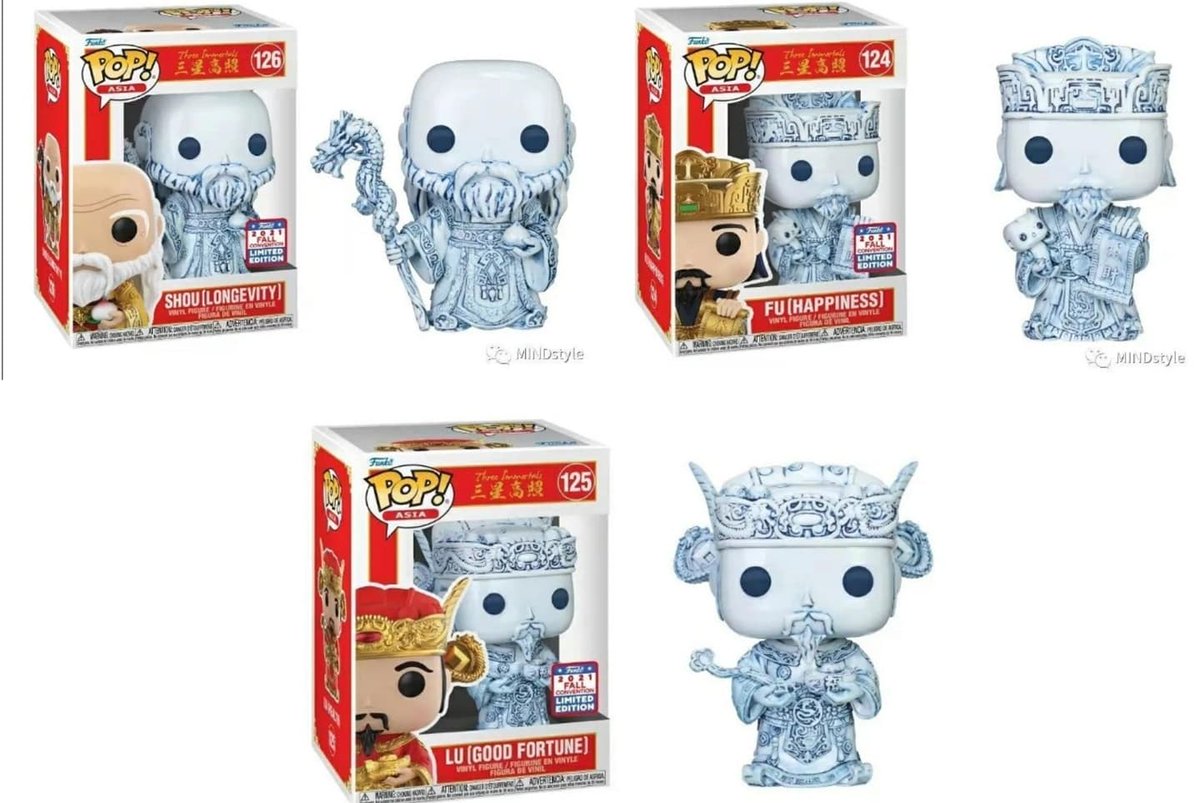 Funko POP! Asia Three Immortals Set (Fu Lu Shou) Outer Box - American Wood Reface