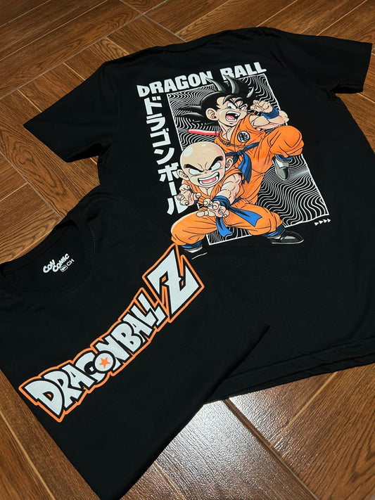 Playera Con Comic Dragon Ball Goku y Krillin Doble Estampado